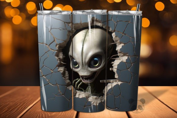 3D Alien Cracked Hole Tumbler Wrap 20 Guide