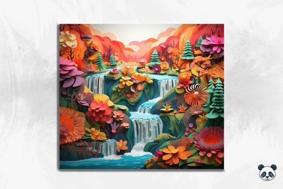 3D Enchanting Waterfall Cracked Hole 28 Design