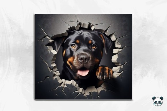 3D Rottweiler Cracked Hole 2: Sublimation Design
