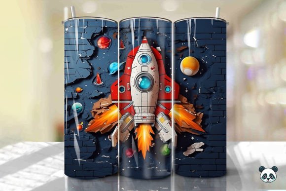 3D Spaceship Cracked Hole Tumbler Wrap 1 Design Guide