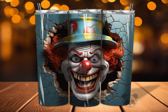 Elevate Your Sublimation Projects with the 3D Clown Cracked Hole Tumbler Wrap 26