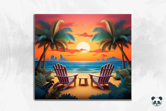 Elevating Sublimation Craftsmanship with the 3D Serene Beach Sunset Cracked Hole 4 Design