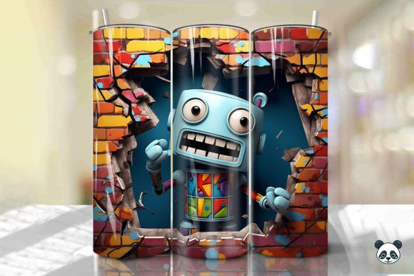 Integrating 3D Robot Cracked Hole Tumbler Wrap 1 into Your Sublimation Workflow