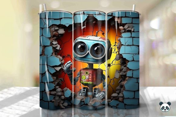 Unleashing Creativity with the 3D Robot Cracked Hole Tumbler Wrap 29